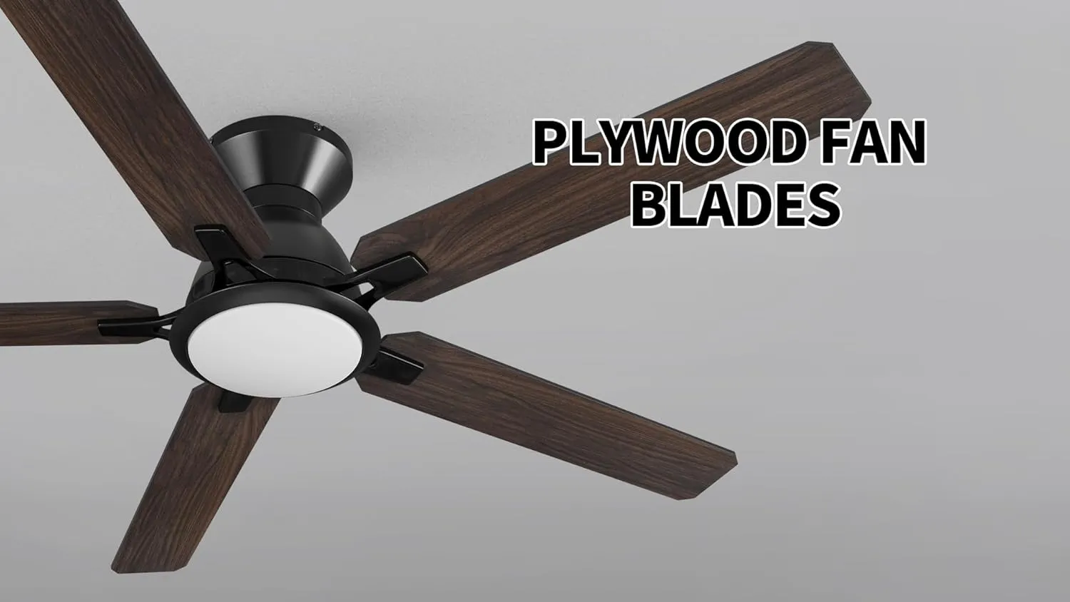 SMAAIR 52 Inch Ceiling Fans with Lights, Modern Low Profile Ceiling Fan with Remote Control, Flush Mount, 5 Blades, DC Motor, Indoor Ceiling Fan for Bedroom, Living Room, Wooden/Walnut