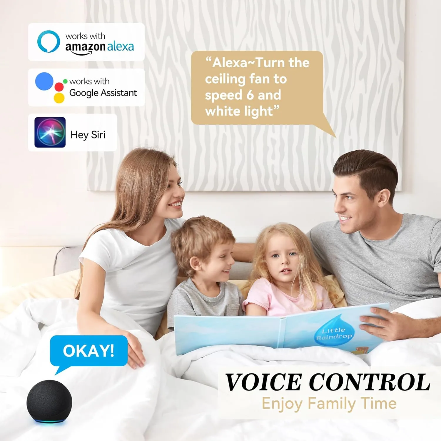 SMAAIR Smart Ceiling Fan with Light, 48inch Indoor and Outdoor ceiling fan with Remote, Compatible with Alexa/Google Assistant/Siri Shortcut, App control with Timer and Schedule(Walnut/Light Wood)