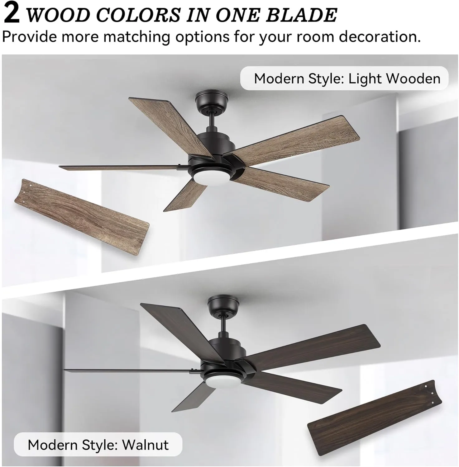 SMAAIR Smart Ceiling Fan with Light, 48inch Indoor and Outdoor ceiling fan with Remote, Compatible with Alexa/Google Assistant/Siri Shortcut, App control with Timer and Schedule(Walnut/Light Wood)
