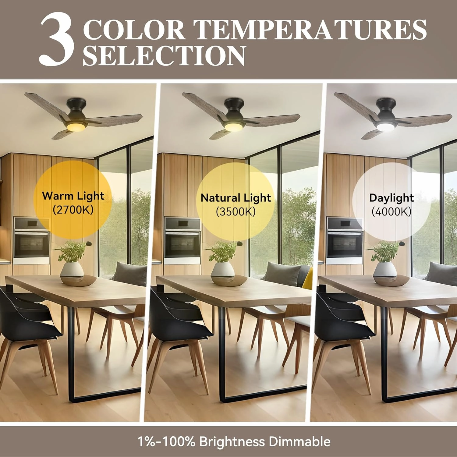 SMAAIR 44 Inch Smart Ceiling Fan with Light, Indoor/Outdoor Ceiling Fan, Compatible with DC Motor,10-speed,8 Hours Timer, Works with Remote Control/Alexa/Google Assistant (Wood)