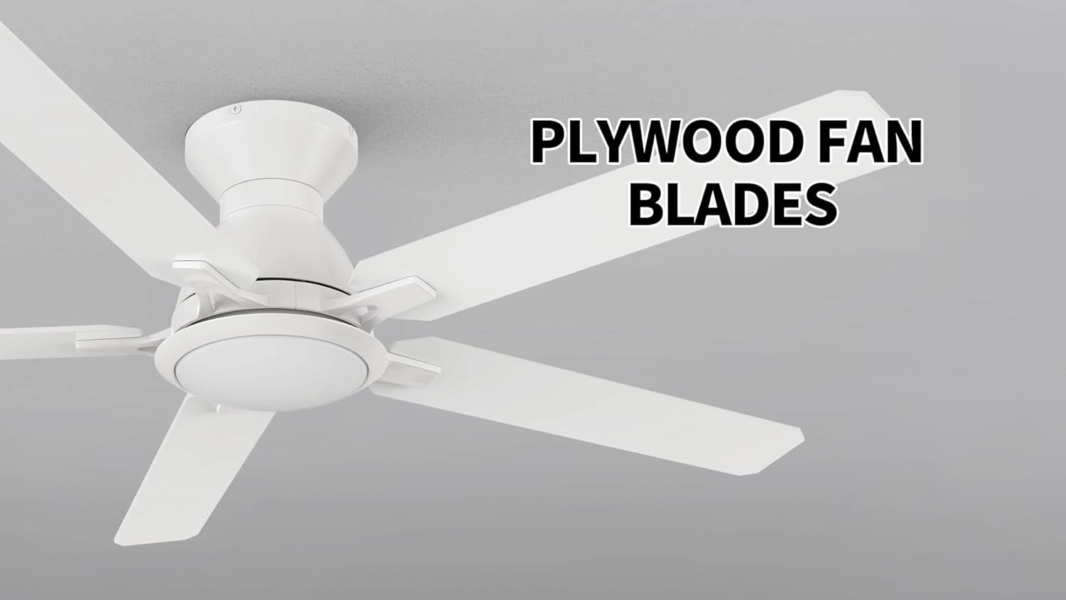 SMAAIR 52 Inch White Ceiling Fans with Lights, Modern Low Profile Ceiling Fan with Remote Control, Flush Mount, 5 Blades, DC Motor, Indoor Ceiling Fan for Bedroom, Living Room