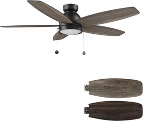 SMAAIR Pull Chain Ceiling Fans with Lights for Bedroom, 52" Low Profile Modern Ceiling Fan with Light, Flush Mount, 3 Blades, Dimmable, DC Motor, Indoor Use,Wooden/Walnut App-controlled remote fan for convenience