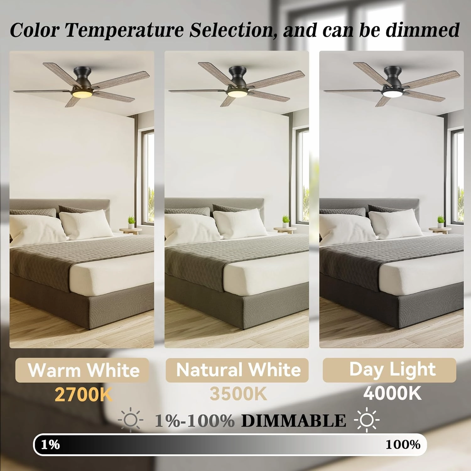 SMAAIR Smart Ceiling Fans with Lights, 52 Inch Modern Ceiling Fans with Remote/App/Voice Control via Alexa/Google Assistant/Siri, Flush Mount Ceiling Fan for Bedroom, Reversible, Light Wooden/Walnut