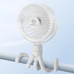 Small Battery Operated Clip-on Versatile Fan with Flexible Tripod, 5000 mAh Portable Stroller Fan, Rechargeable Desk Fans, 4 Speeds, Max 26 hours, USB Powered,360Rotation, for Car, Camping Outage Octopus-shaped decorative fan