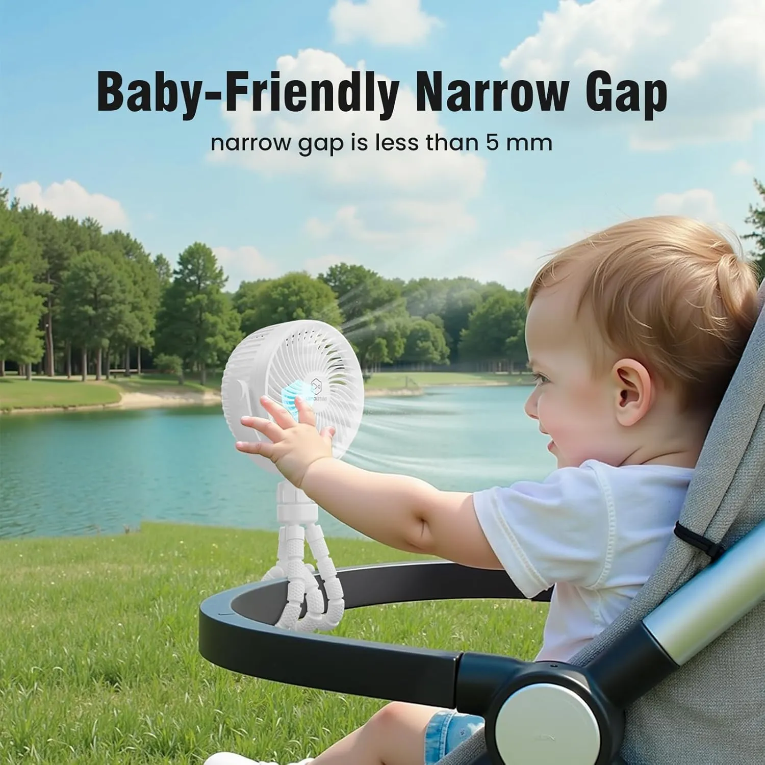 Small Battery Operated Clip-on Versatile Fan with Flexible Tripod, 5000 mAh Portable Stroller Fan, Rechargeable Desk Fans, 4 Speeds, Max 26 hours, USB Powered,360Rotation, for Car, Camping Outage