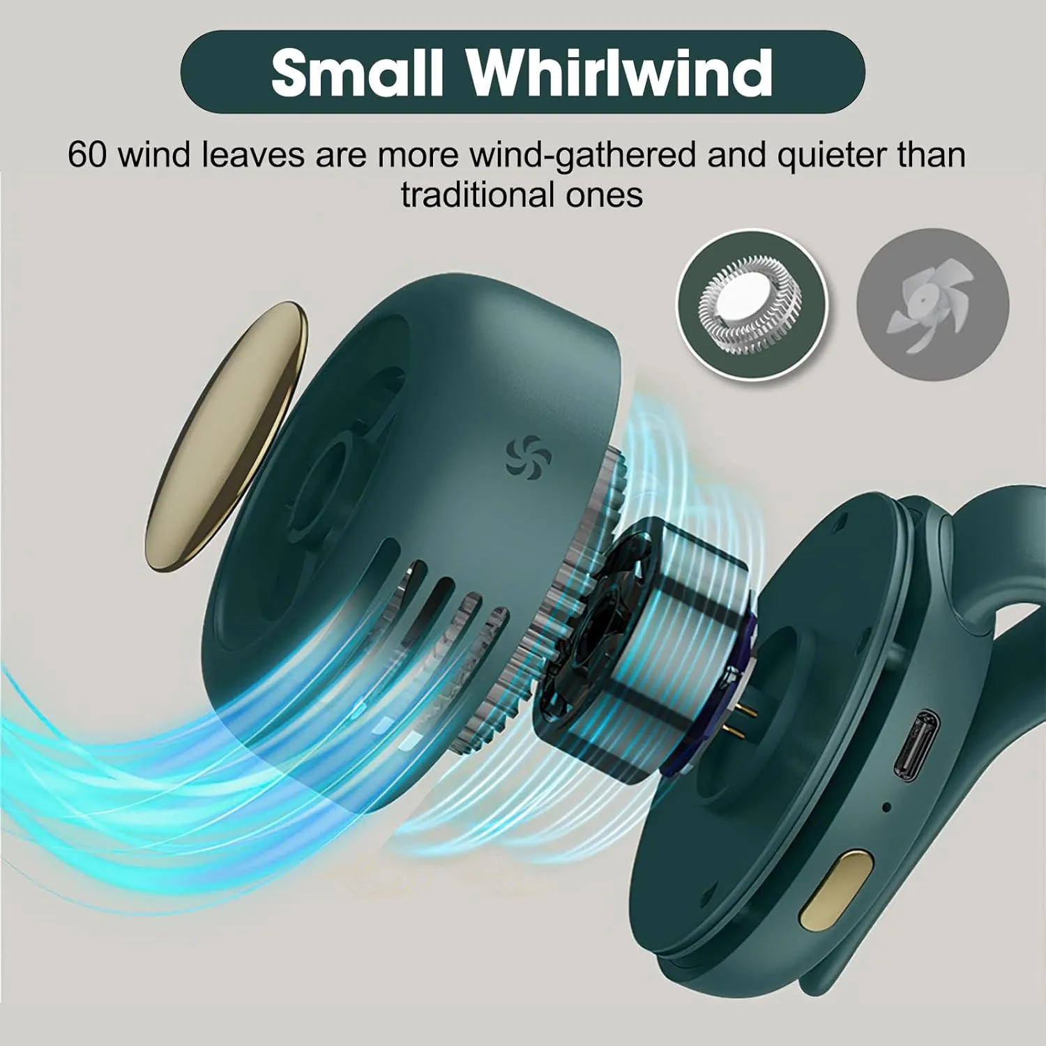 Small Clip Fan, Personal Waist Fans,Portable Silent Mini Bladeless Fan Clip On for Shirt,Hands-Free Personal Clip Fans 3 Speeds,Clips on Waist Neck Fanes for Outdoor,Camping,Travel,Office (White)