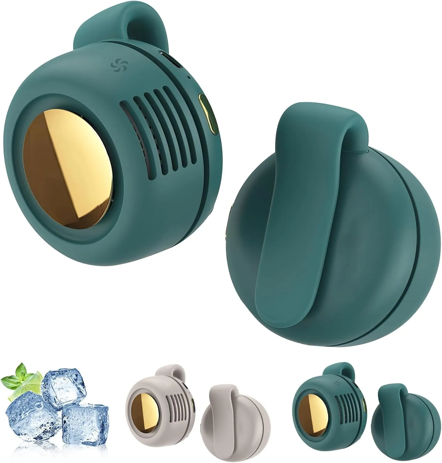 Small Clip Fan, Portable Silent Mini Bladeless Fan Clip On, 3-Speed Mini Waist Clip Whirlwind Fans for Outdoor & Travel & Office (Green) Small bladeless fan for quiet cooling