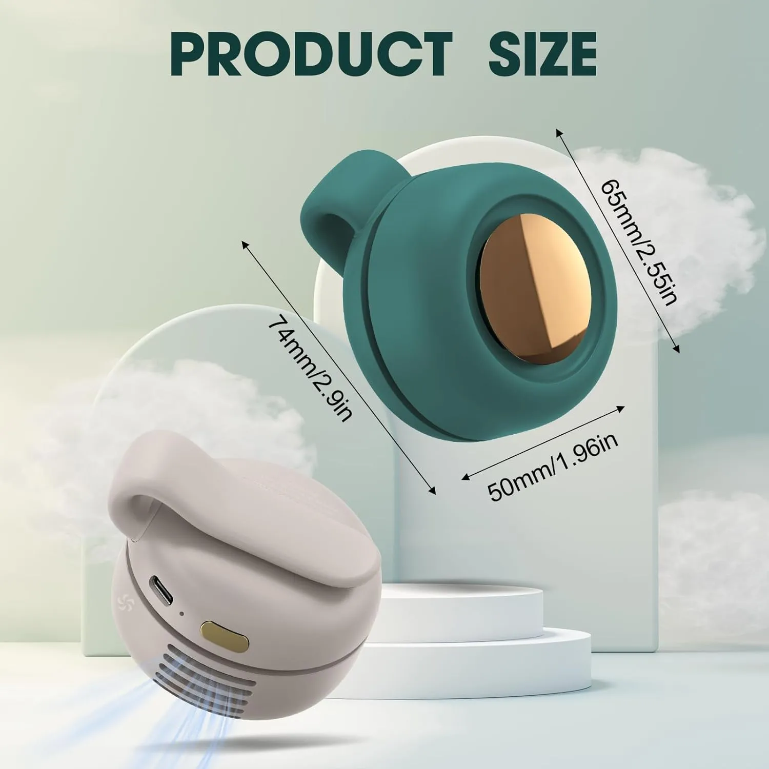 Small Clip Fan, Portable Silent Mini Bladeless Fan Clip On, 3-Speed Mini Waist Clip Whirlwind Fans for Outdoor & Travel & Office (White)
