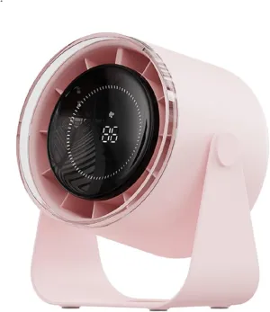 Small Desk Fan, 28dB Ultra-Quiet Desktop Air Circulator with 115 Adjustable Tilt, 100 Speeds, Rechargeable Battery, USB-Powered, Portable for Bedroom, Office, Kitchen, Travel - (Pink) USB desktop fan for workspace