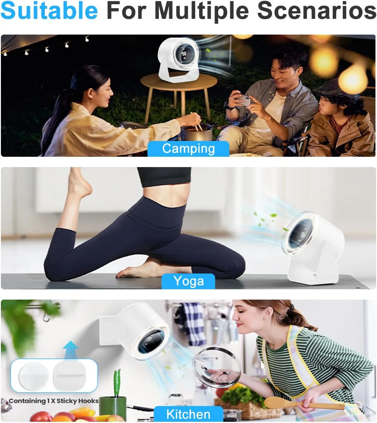Small Desk Fan, 28dB Ultra-Quiet Desktop Air Circulator with 115 Adjustable Tilt, 100 Speeds, Rechargeable Battery, USB-Powered, Portable for Bedroom, Office, Kitchen, Travel -White