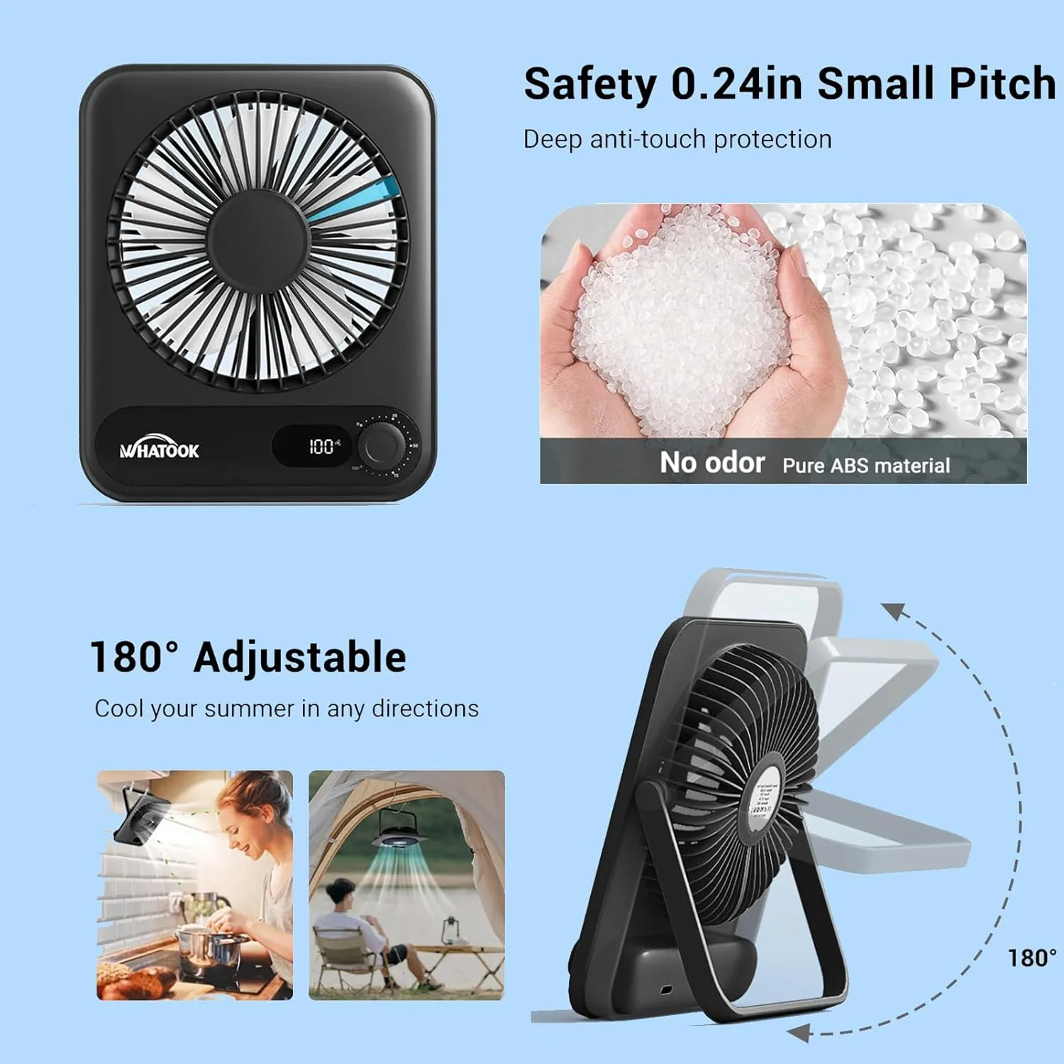 Small Desk Fan Personal Fans: 2000mah 10 Hours Battery Office Quiet Mini Desktop Fan Portable Rechargeable Travel Essentials