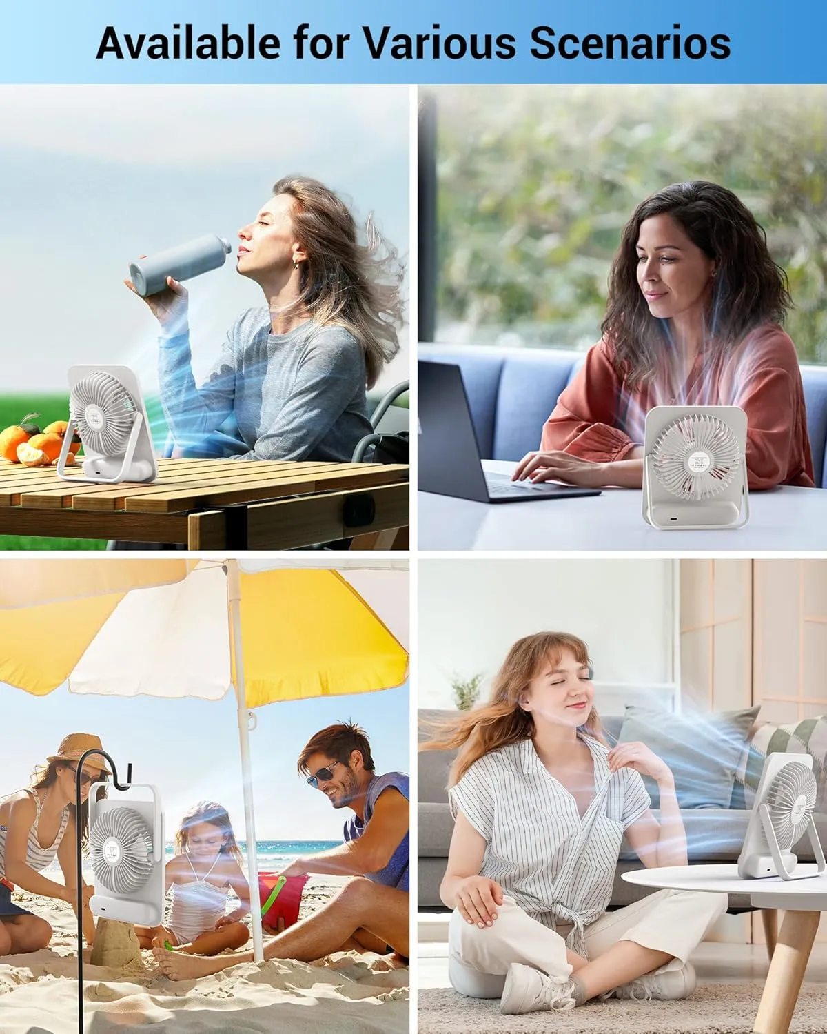 Small Desk Fan Personal Fans: 2000mah 10 Hours Battery Office Quiet Mini Desktop Fan Portable Rechargeable Travel Essentials