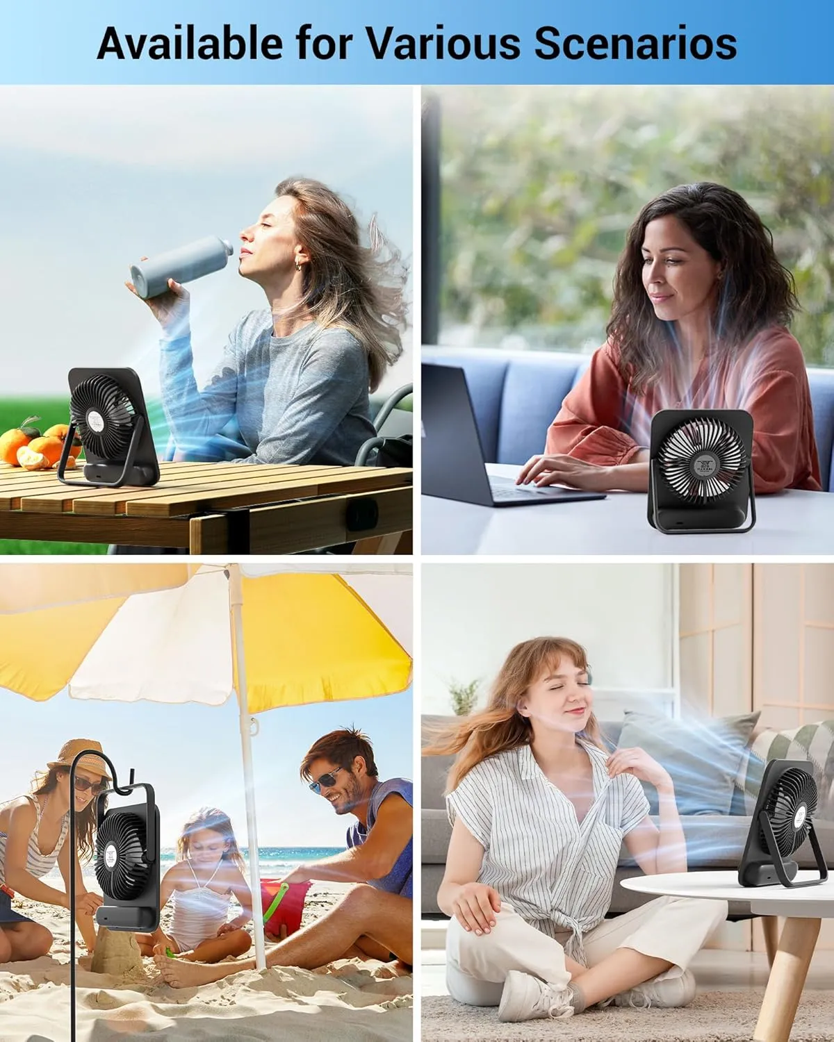Small Desk Fan Personal Fans: 2000mah 10 Hours Battery Office Quiet Mini Desktop Fan Portable Rechargeable Travel Essentials