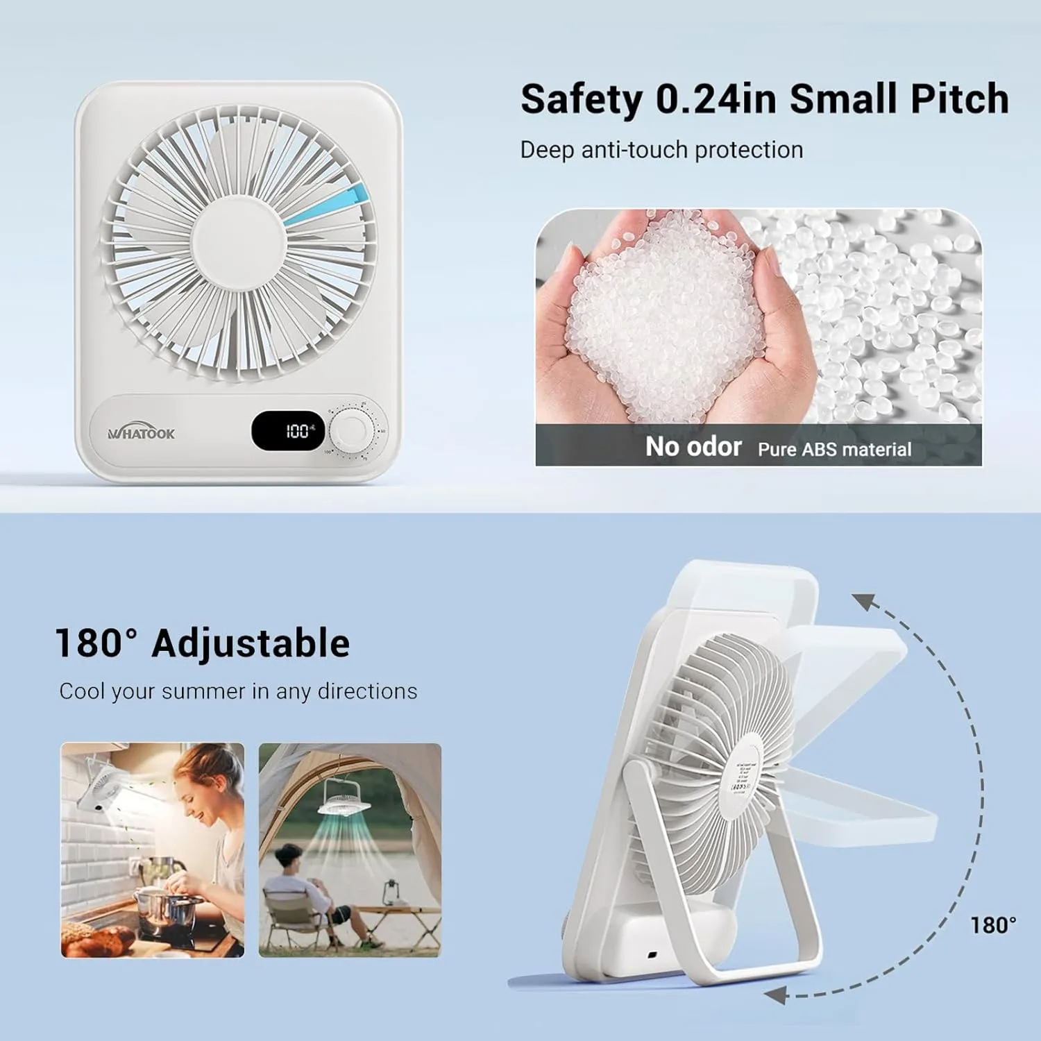 Small Desk Fan Personal Fans: 5000mah 25 Hours Battery Office Quiet Mini Desktop Fan Portable Rechargeable Travel Essentials