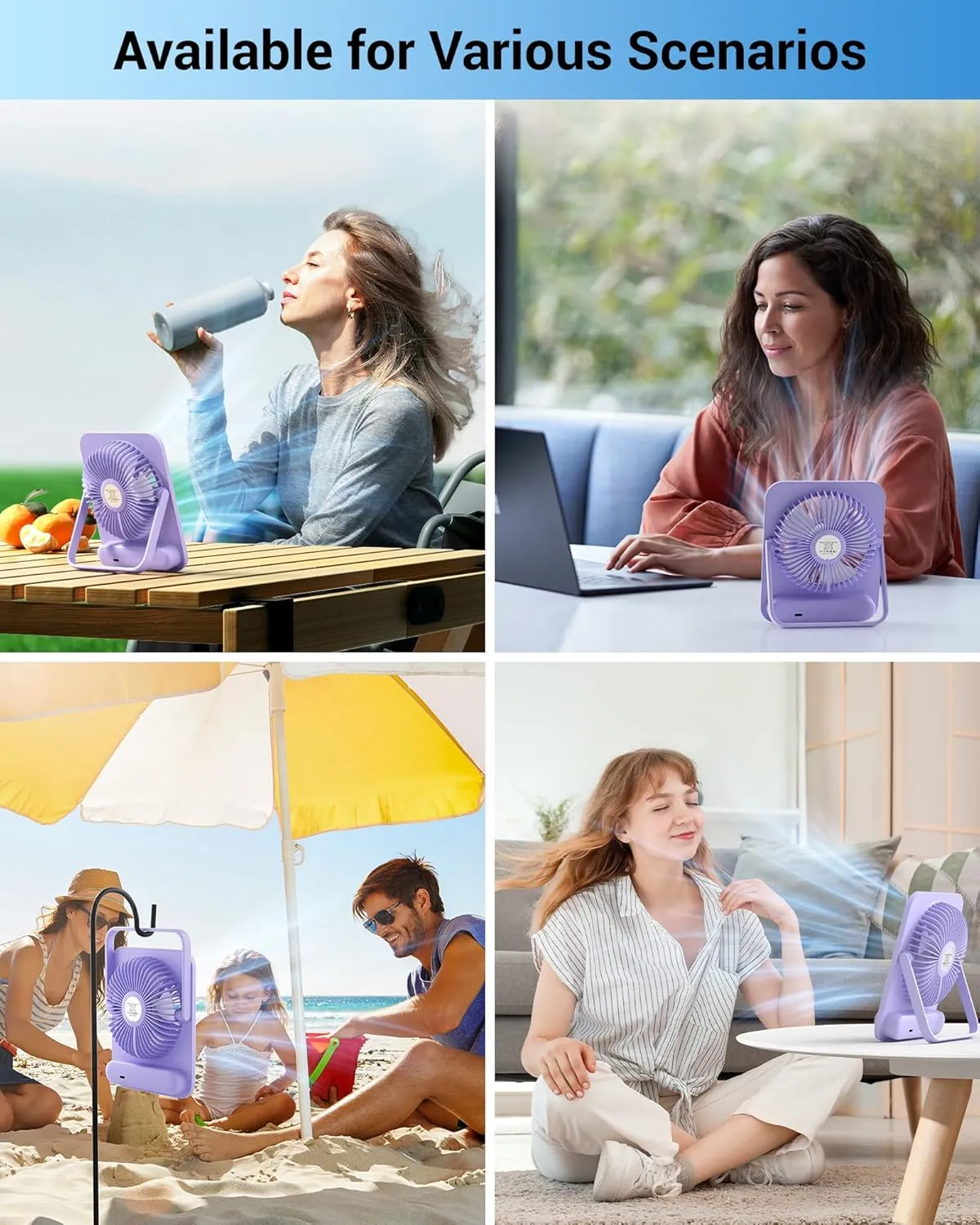 Small Desk Fan Personal Fans: 5000mah 25 Hours Battery Office Quiet Mini Desktop Fan Portable Rechargeable Travel Essentials
