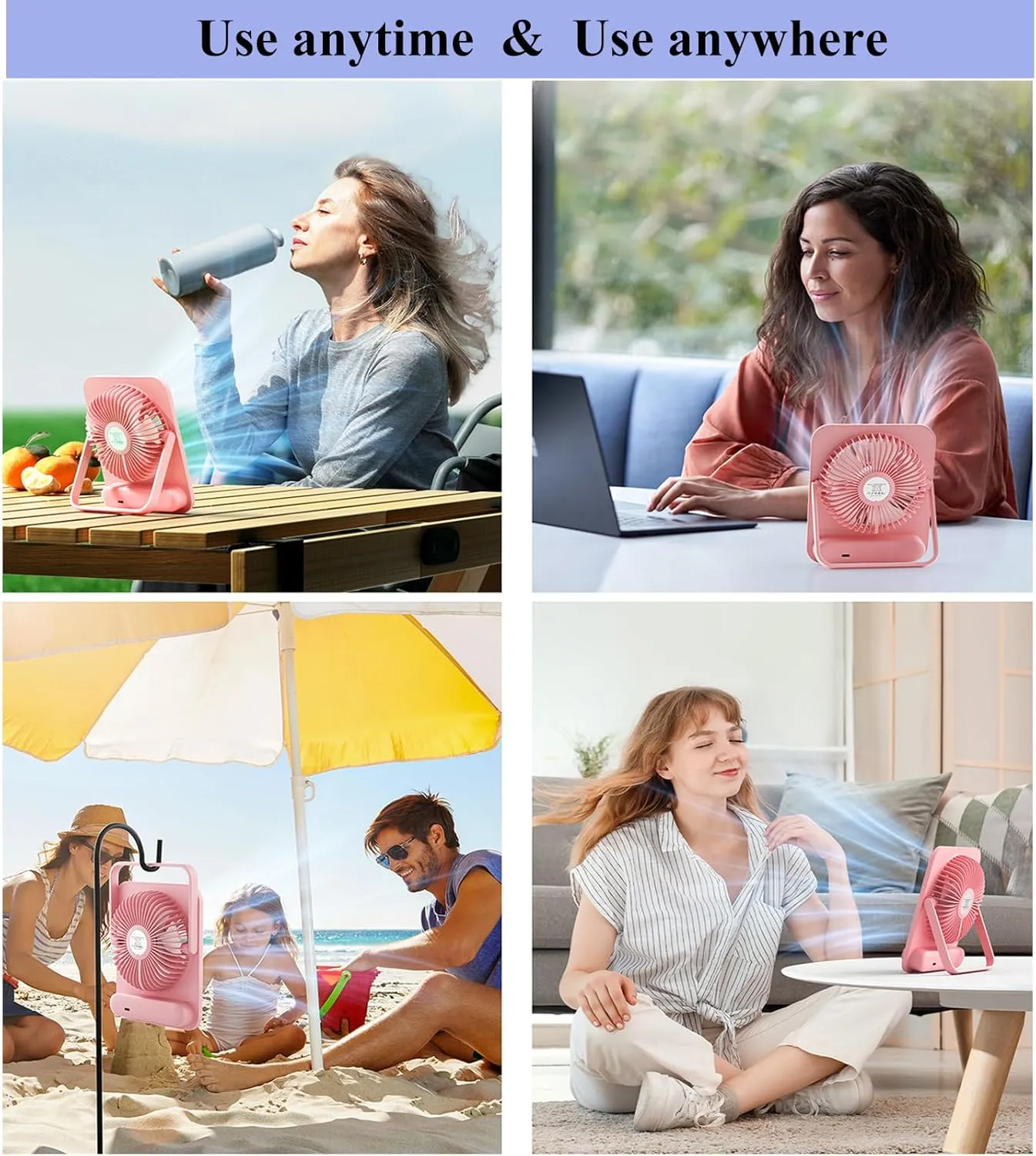 Small Desk Fan Personal Fans: 5000mah 25 Hours Battery Office Quiet Mini Desktop Fan Portable Rechargeable Travel Essentials