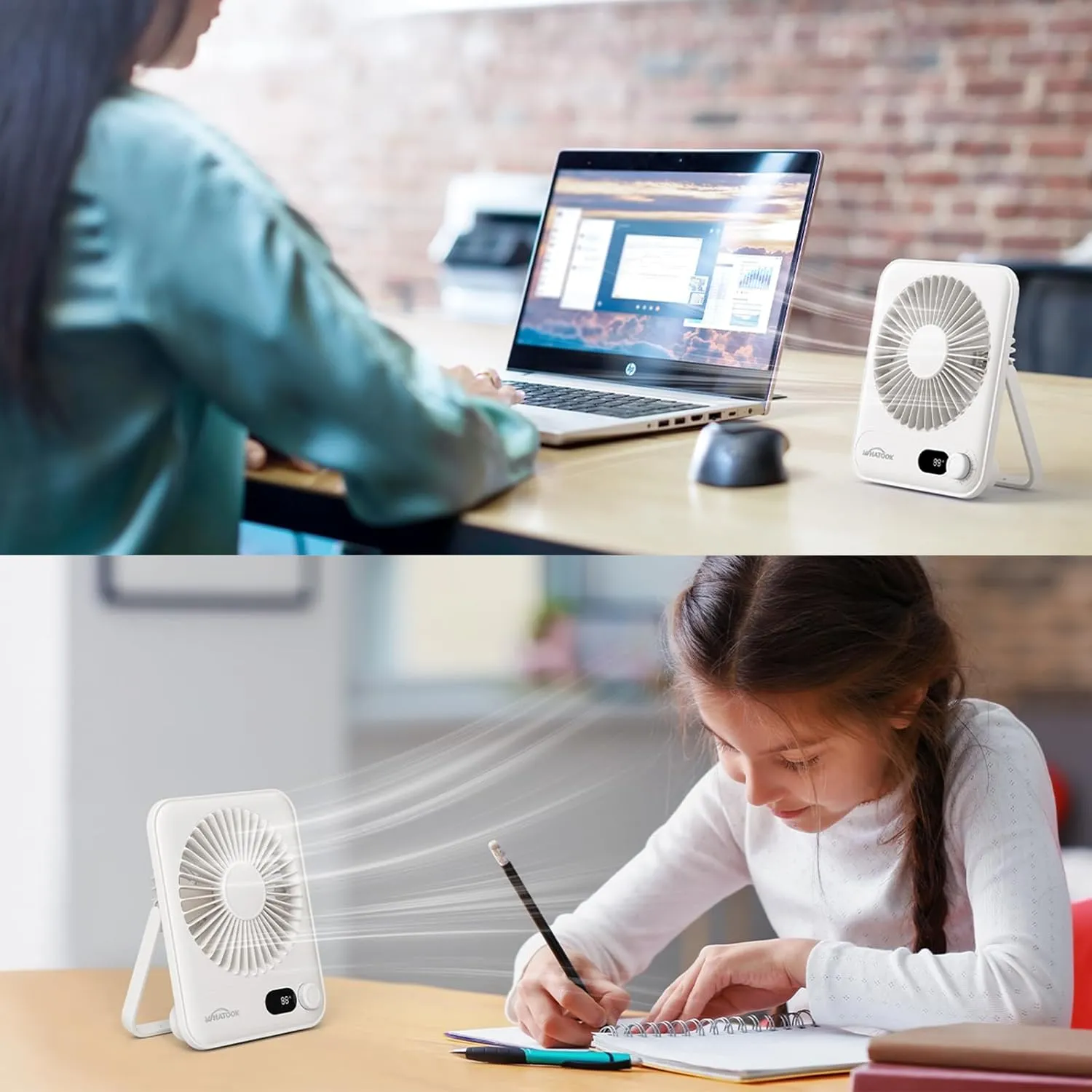 Small Desk Fan Personal Fans: 5000mah 25 Hours Battery Office Quiet Mini Desktop Fan Portable Rechargeable Travel Essentials