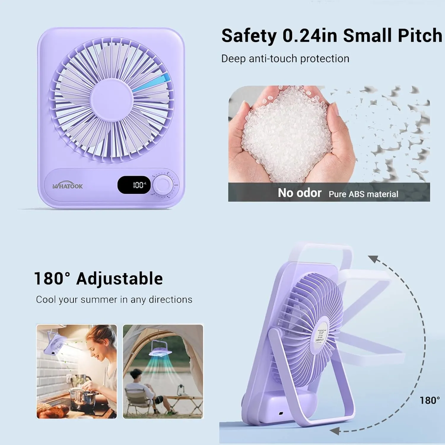 Small Desk Fan Personal Fans: 5000mah 25 Hours Battery Office Quiet Mini Desktop Fan Portable Rechargeable Travel Essentials