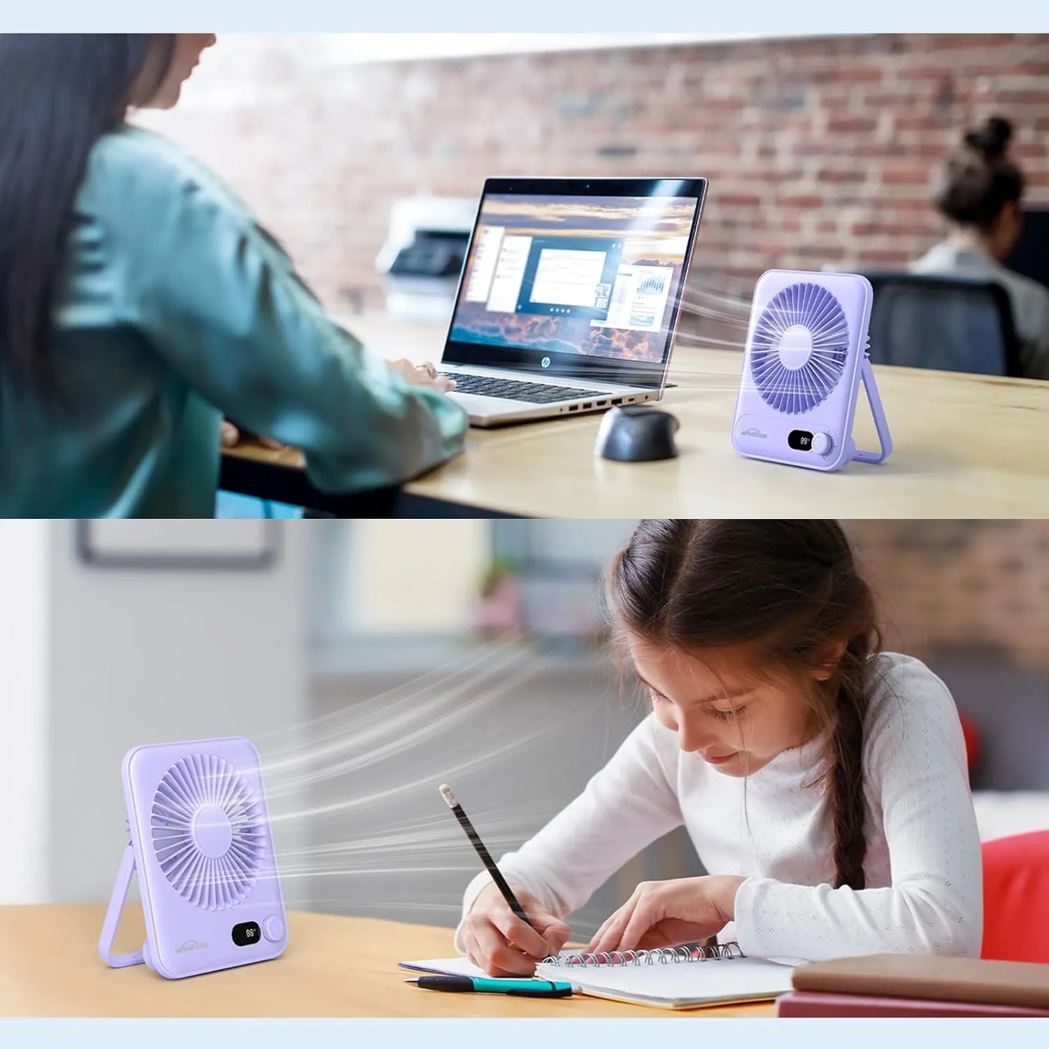 Small Desk Fan Personal Fans: 5000mah 25 Hours Battery Office Quiet Mini Desktop Fan Portable Rechargeable Travel Essentials