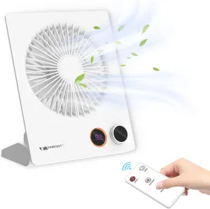 Small Desk Fan,VEMONT USB Table Fan,5000mAh Rechargeable Battery Fan,180Tilt Folding Personal Portable Fan with Remote Control,Stepless Speed Strong Wind, Silent Hanging Fans for Home Office Desktop USB desktop fan for workspace