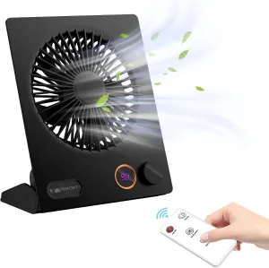Small Desk Fan,VEMONT USB Table Fan,5000mAh Rechargeable Battery Fan,180Tilt Folding Personal Portable Fan with Remote Control,Stepless Speed Strong Wind, Silent Hanging Fans for Home Office Desktop USB desktop fan for workspace