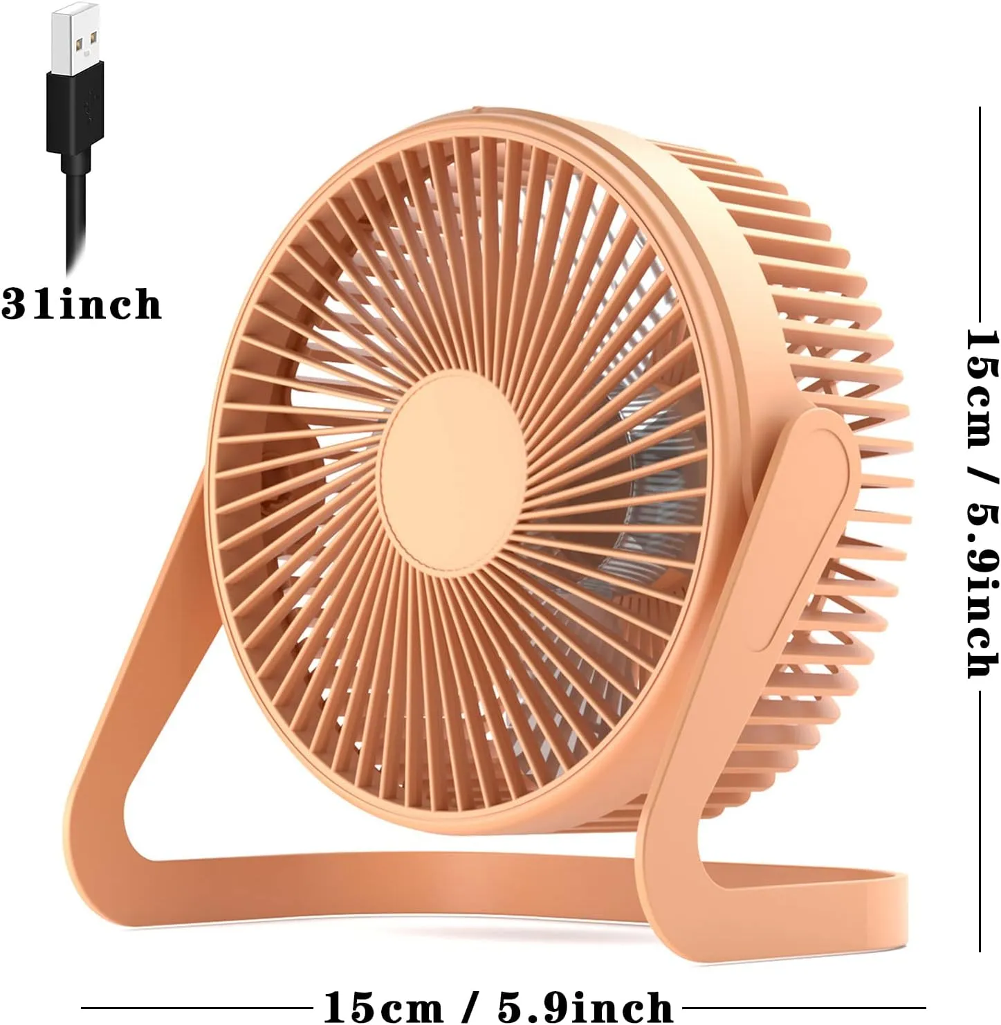 Small Fan 6 USB Desk Fan 2 Speeds Strong Airflow Quiet Operation Cradle Floor Fan 360 Rotate Portable Personal Table Fan for Home,office, Bedroom (White,31inch Cord)