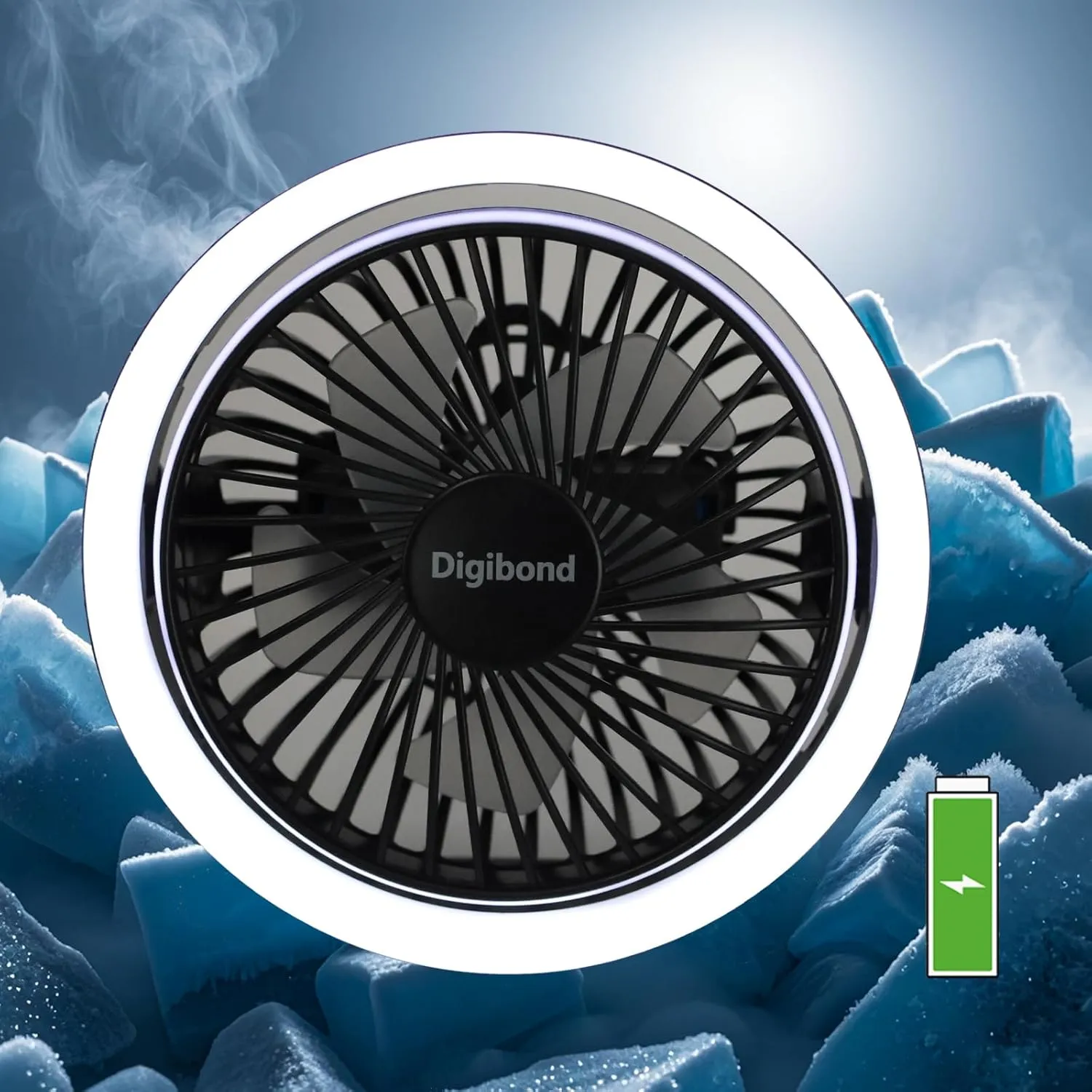 Small Fan, High Power Silent Desk Fan Portable USB Fan 3000mAh Rechargeable Battery Powered, 3 Speed 5.3in with Night Light/Hook,180Rotated Easy Clean (Black) USB desktop fan for workspace