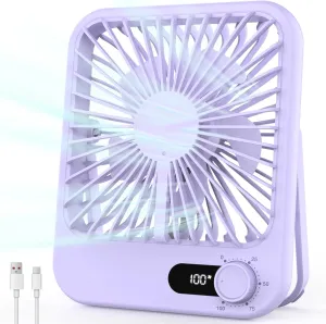 Small Fan Portable, 6.8 Inch Quiet Desk Fan Rechargeable with 2500mAh Battery Operated, 100 Speeds Adjustable Personal Mini Desktop Fan for Bedroom Office Travel Beach, Cruise Ship Essentials, Purple USB desktop fan for workspace