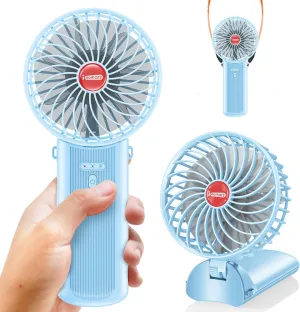Small Portable Fan Handheld and Rechargeable: Blue Mini Hand Fans 4 Speeds Adjustable Cool Air Wind Multi angle Folding Battery Operated USB Powered Quiet Personal Fans for Women Travel Outdoor Home Mini handheld fan for personal cooling