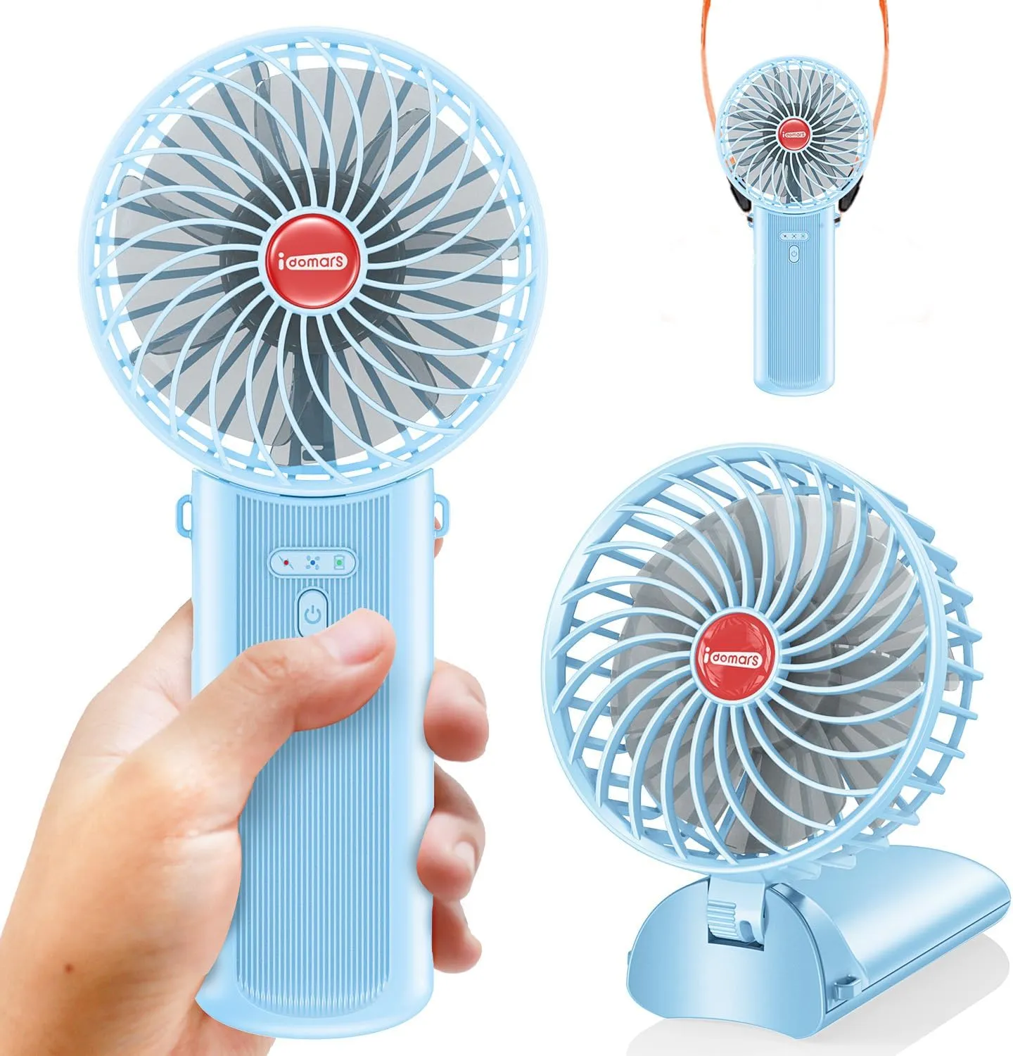 Small Portable Fan Handheld and Rechargeable: Blue Mini Hand Fans 4 Speeds Adjustable Cool Air Wind Multi angle Folding Battery Operated USB Powered Quiet Personal Fans for Women Travel Outdoor Home Mini handheld fan for personal cooling