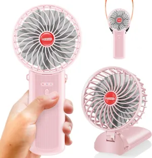 Small Portable Fan Handheld and Rechargeable: Pink Mini Hand Fans 4 Speeds Adjustable Cool Air Wind Multi angle Folding Battery Operated USB Powered Quiet Personal Fans for Women Travel Outdoor Home Mini handheld fan for personal cooling
