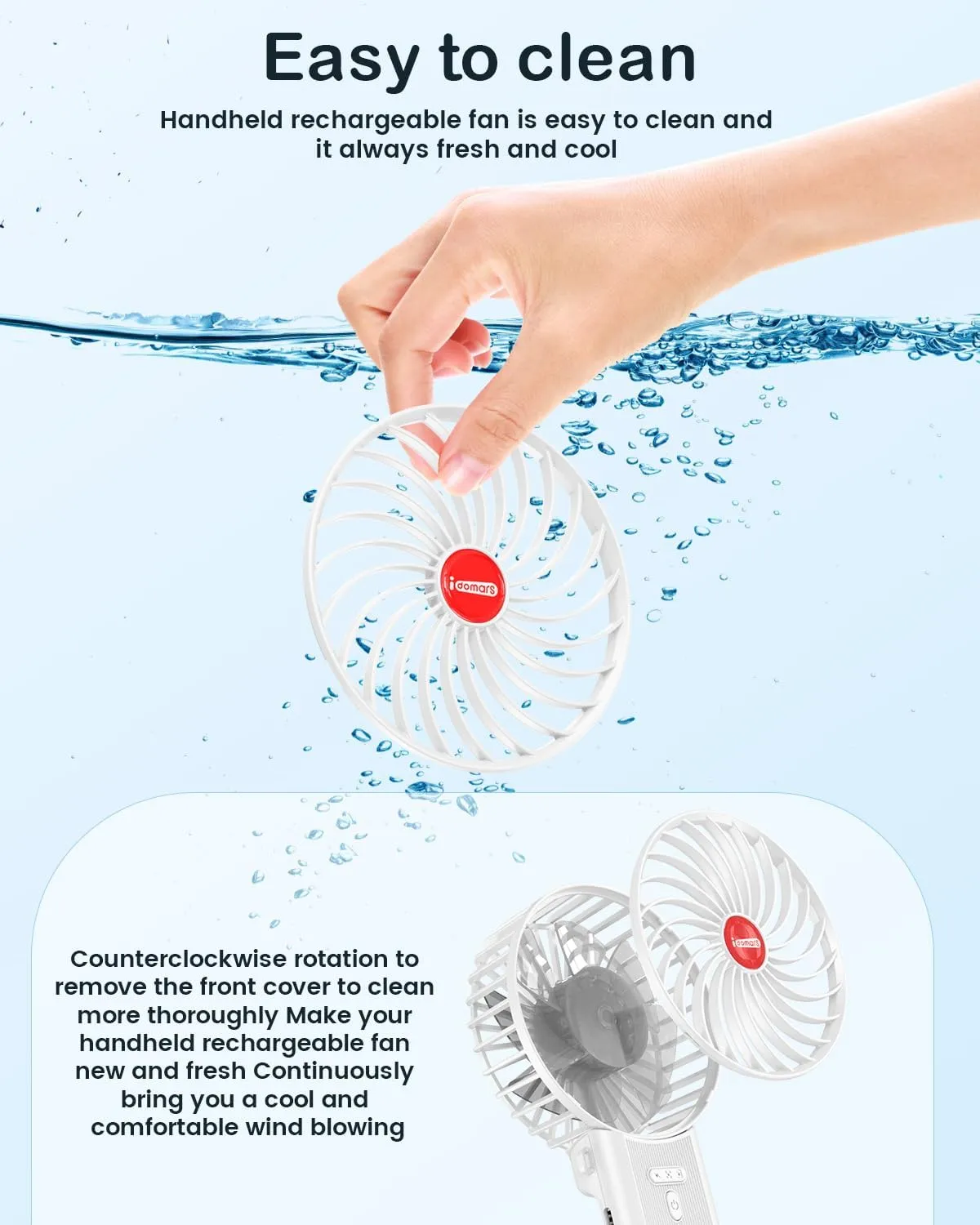 Small Portable Fan Handheld and Rechargeable: White Mini Hand Fans 4 Speeds Adjustable Cool Air Wind Multi angle Folding Battery Operated USB Powered Quiet Personal Fans for Women Travel Outdoor Home