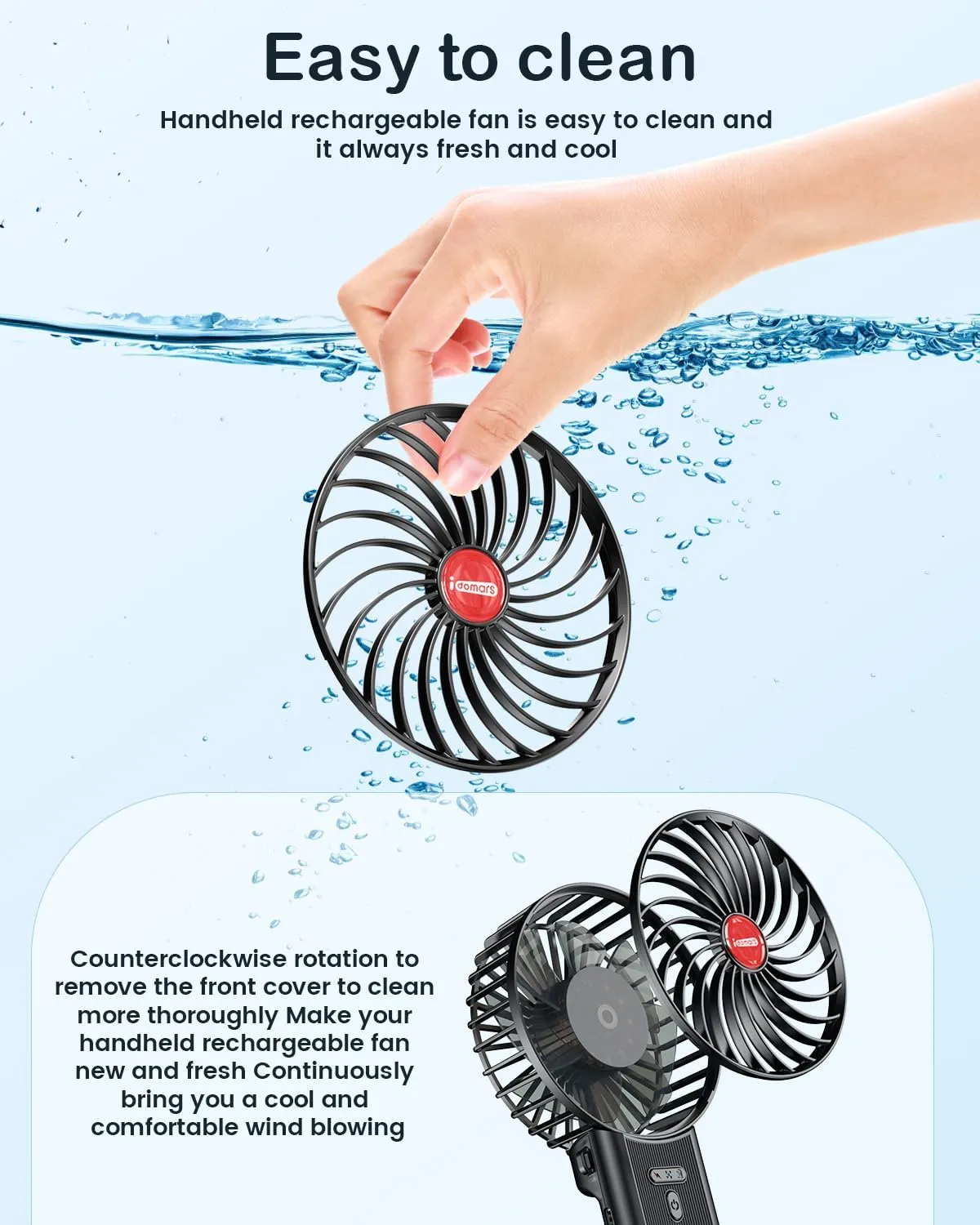 Small Portable Fan Handheld Rechargeable: Mini Hand Fans 4 Speeds Adjustable Cool Air Wind Multi angle Folding Battery Operated USB Powered Quiet Personal Fans for Women Travel Outdoor Home