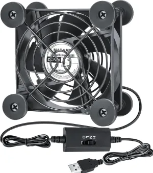 Small USB Computer Fan 80mm, 5V USB Powered Fan for Receiver DVR Playstation Xbox Computer Cabinet Cooling USB desktop fan for workspace