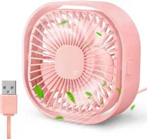 Small USB Desk Fan, 4 Inch Quiet Mini Table Fan, 3 Speeds Portable Desktop Fan, 360Rotatable Little Personal Fan, Small Cooling Fan with USB Cable, Mini Fan for Home Office Bedroom Summer Gift USB desktop fan for workspace