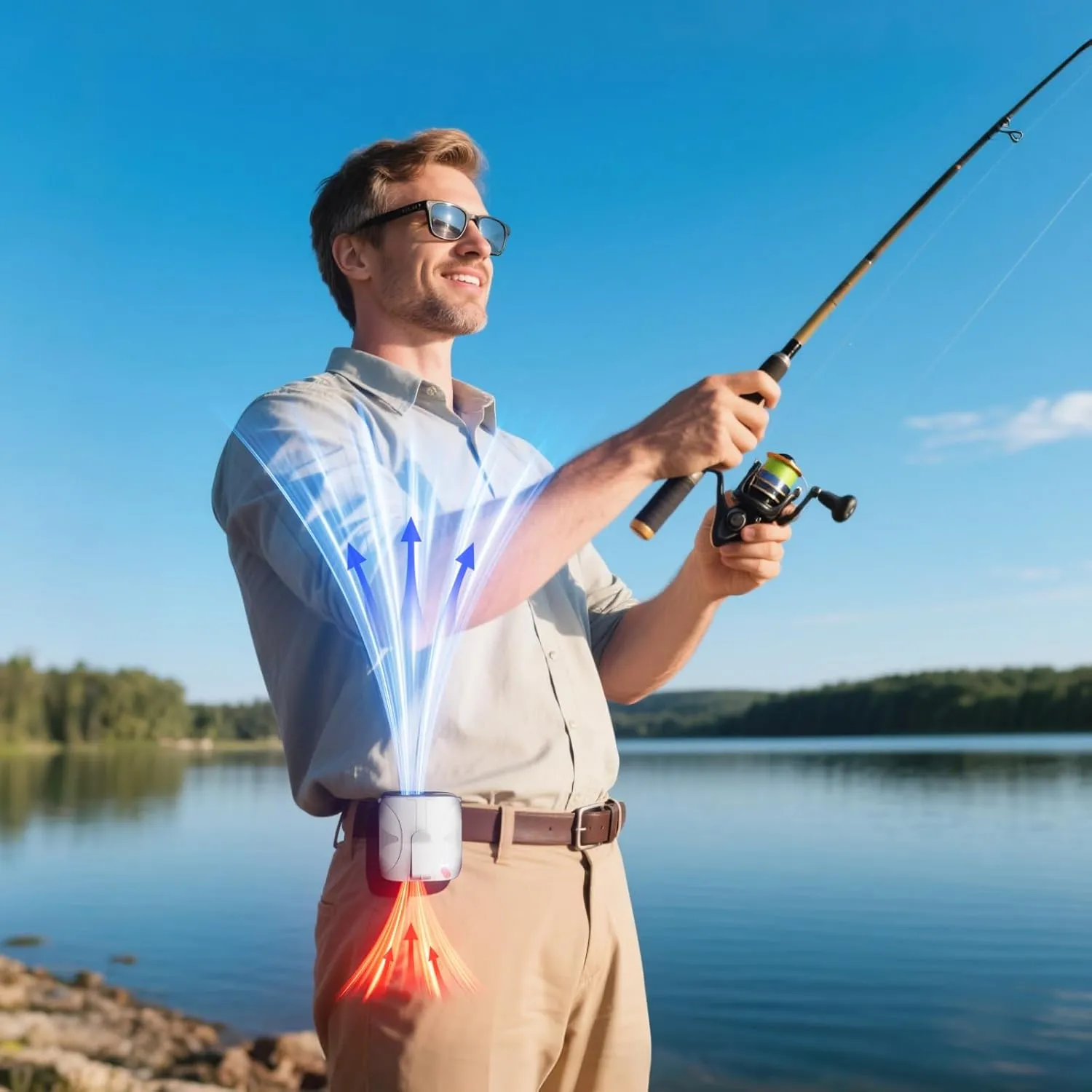 Small Waist Fan Up to 40H, Gray Under Shirt Fan Clip On 14000RPM 6 Speeds Powerful Airflow, 6000mAh Rechargeable Belt Fans with Metal Decor, Wearable Body Fans for Outdoor Work Sporting Events