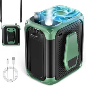 Smart Portable Waist Fan Rechargeable with LED Light, 150 Speed Turbo Cooling Personal Neck Fan, Max 25H Working Time, Hands-Free Wearable Neck Strap and Belt Clip for Camping, Outdoor Waist-mounted portable fan for outdoor use
