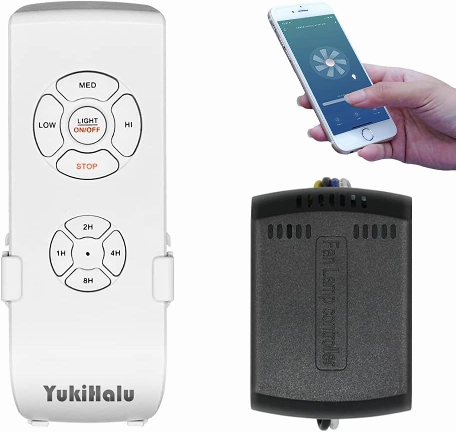Smart WiFi Ceiling Fan Remote Control Kit, Universal Fan Remote, Controlled by Remote/WiFi/Voice, 3 Speeds 12 Timing, Compatible with Alexa, Google Assistant, Smart Life App, No Hub Required App-controlled remote fan for convenience