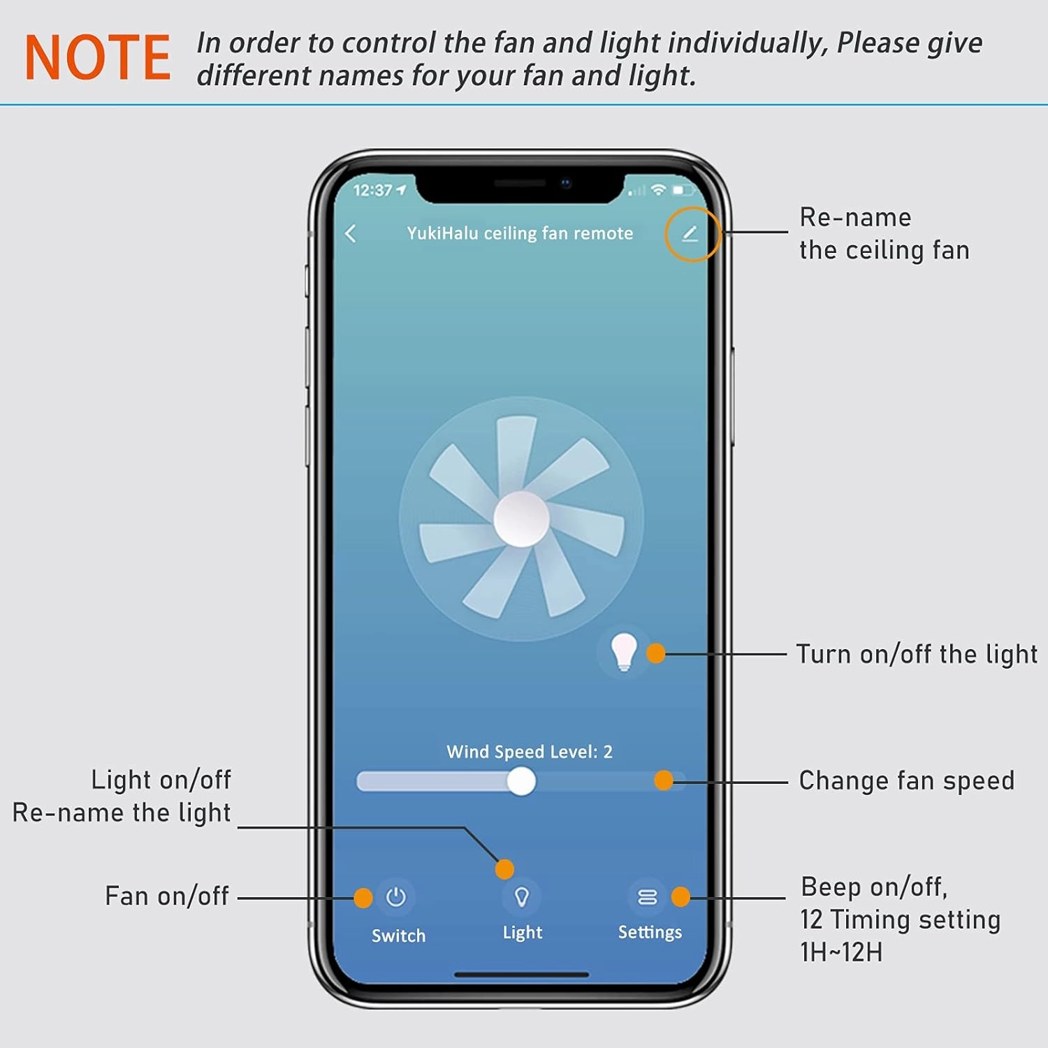Smart WiFi Ceiling Fan Remote Control Kit, Universal Fan Remote, Controlled by Remote/WiFi/Voice, 3 Speeds 12 Timing, Compatible with Alexa, Google Assistant, Smart Life App, No Hub Required