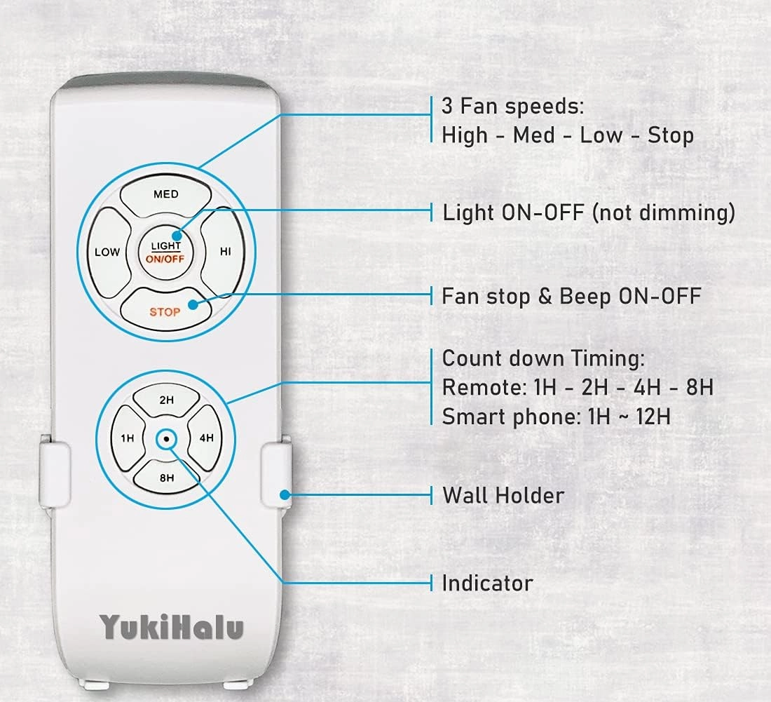 Smart WiFi Ceiling Fan Remote Control Kit, Universal Fan Remote, Controlled by Remote/WiFi/Voice, 3 Speeds 12 Timing, Compatible with Alexa, Google Assistant, Smart Life App, No Hub Required