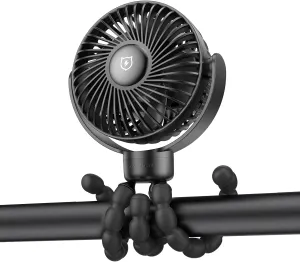 SMARTDEVIL Portable Stroller Fan, 4000mAh Small Battery Operated Baby Fan, 4 Speeds Car Seat with Flexible Tripod, Dual 360 Rotatable, for Peloton Bike, Crib, Treadmill, Travel Octopus-shaped decorative fan