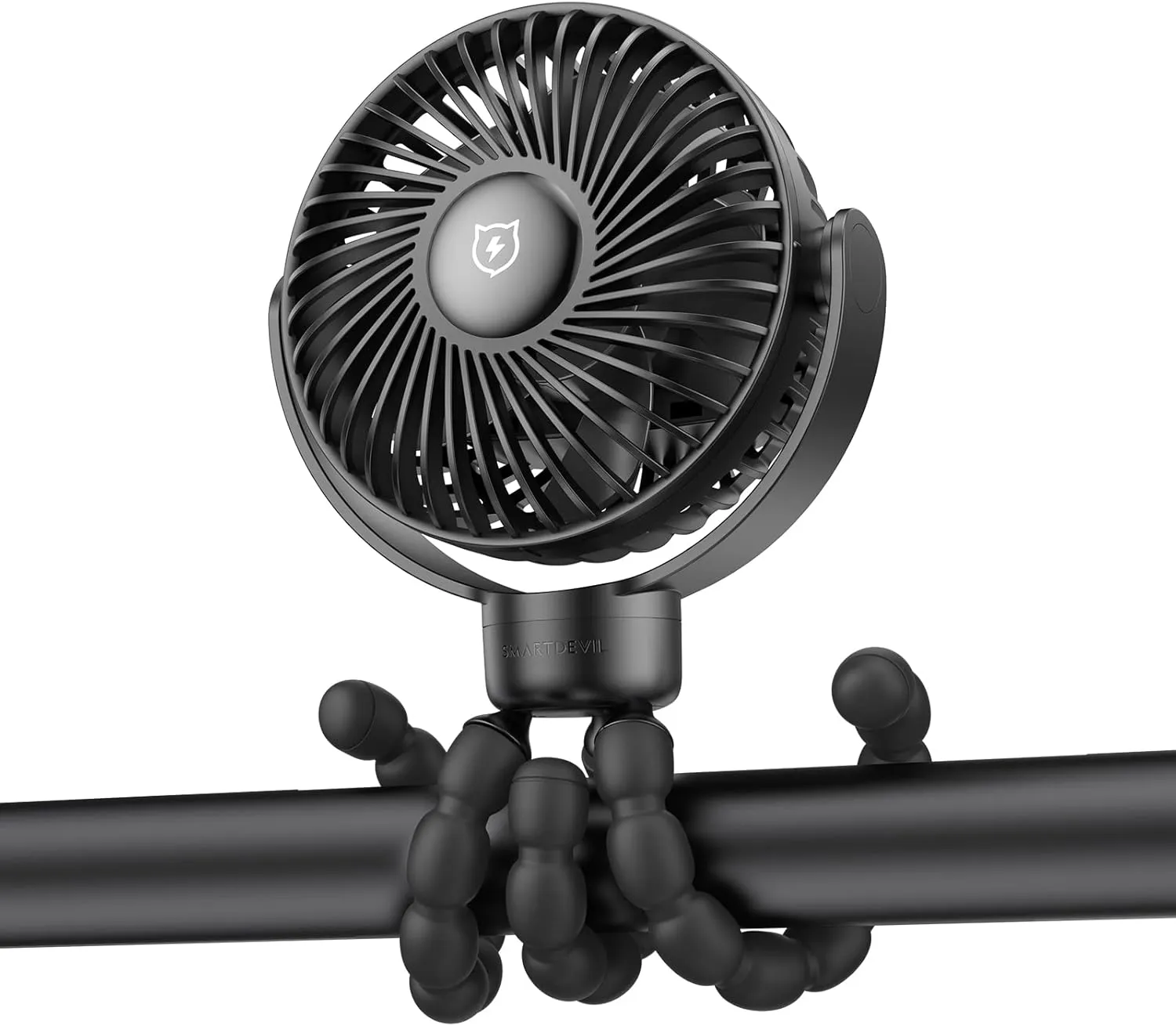 SMARTDEVIL Portable Stroller Fan, 4000mAh Small Battery Operated Baby Fan, 4 Speeds Car Seat with Flexible Tripod, Dual 360 Rotatable, for Peloton Bike, Crib, Treadmill, Travel Octopus-shaped decorative fan