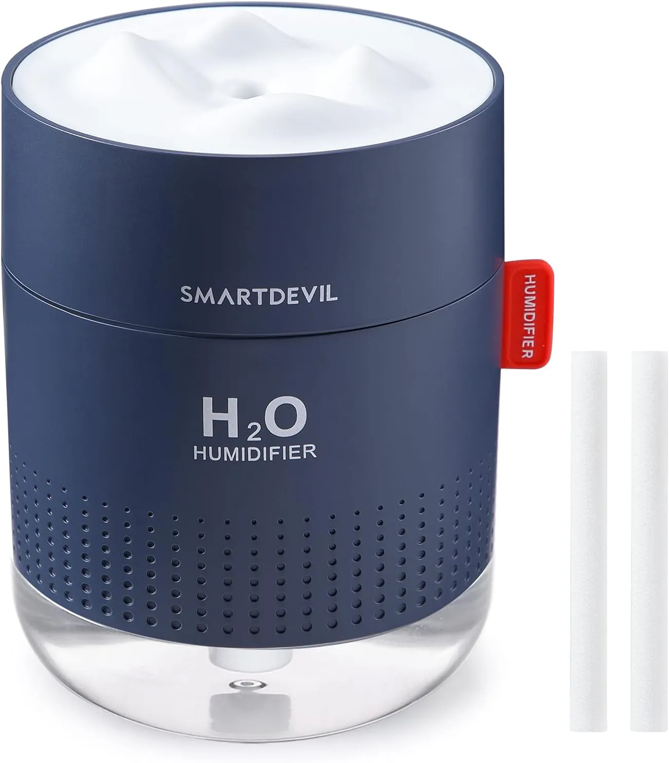 SmartDevil Small Humidifiers, 500ml Desk Humidifiers, Whisper-Quiet Operation, Night Light Function, Two Spray Modes, Auto Shut-Off for Bedroom, Babies Room, Office, Home (Dark Blue) Desktop fan with humidification feature