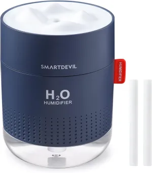 SmartDevil Small Humidifiers, 500ml Desk Humidifiers, Whisper-Quiet Operation, Night Light Function, Two Spray Modes, Auto Shut-Off for Bedroom, Babies Room, Office, Home (Dark Blue) Desktop fan with humidification feature