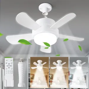 Socket Ceiling Fans with Lights and Remote App,Socket Fan Light with E26/E27 Base, Dimmable 3 Color Reversible Motor,Screw in Ceiling Fan in Light for Bedroom Living Room Kitchen Garage -16IN App-controlled remote fan for convenience