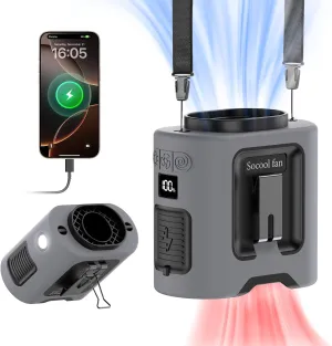 Socool 14500mAh Portable Waist Fan Clip on Belt 360 Rotation Wearable Rechargeable Personal Shirt Fan, 67H Cooling 5-Speed Battery Operated Fans with Light, Neck Fan Hanging for Outdoor Camping Travel Neck fan for hands-free comfort