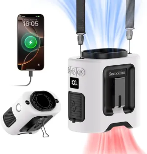 Socool 14500mAh Portable Waist Fan Clip on Belt 360 Rotation Wearable Rechargeable Personal Shirt Fan, 67H Cooling 5-Speed Battery Operated Fans with Light, Neck Fan Hanging for Outdoor Camping Travel Neck fan for hands-free comfort