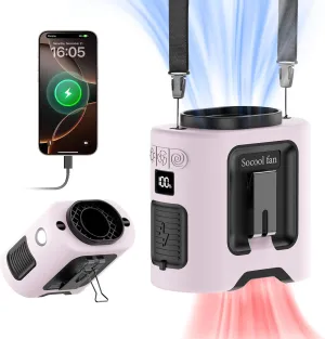 Socool 14500mAh Portable Waist Fan Clip on Belt 360 Rotation Wearable Rechargeable Personal Shirt Fan, 67H Cooling 5-Speed Battery Operated Fans with Light, Neck Fan Hanging for Outdoor Camping Travel Neck fan for hands-free comfort