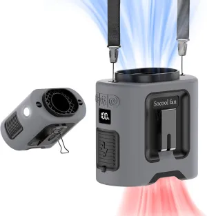Socool 14500mAh Portable Waist Fan Clip on Belt 360 Rotation Wearable Rechargeable Personal Shirt Fan, 67H Cooling 5-Speed Battery Operated with Light, Neck Fan Hands-Free for Outdoor Jobsite Camping Waist-mounted portable fan for outdoor use