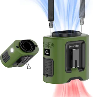 Socool 14500mAh Portable Waist Fan Clip on Belt 360 Rotation Wearable Rechargeable Personal Shirt Fan, 67H Cooling 5-Speed Battery Operated with Light, Neck Fan Hands-Free for Outdoor Jobsite Camping Waist-mounted portable fan for outdoor use